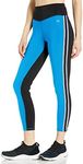 Champion Women's Sport High Rise Tight Compression Pants, Black/Deep Blue Water, S