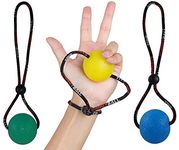 StringyBall Stress Balls on a String (Set of 3) - Perfect For Stress Relief, Hand Exercise, Strengthening, Rehabilitation - Soft, Medium and Firm Balls with Exercise Guide - No Falling or Rolling Away