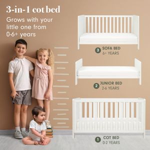 Tutti Bambini Alba 3-in-1 Cot Bed – White Convertible Baby Crib