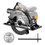 Circular Saw 1200W: DEKOPRO High-Power Saw with 165mm 24T Blade, 4800 RPM, Max Cut Depth 55mm (90°), 33mm (45°), Heavy-Duty Steel Base, Includes Guide Rai, Power Saw for Wood, PVC
