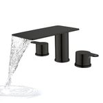 GUOYINDONG Roman Tub Faucet, 2 Handle Deck Mount Bath Tub Faucet High Flow Waterfall Bathtub Faucet, Matte Black