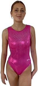 LIL'FOX Gymnastics Leotards for Girls - LOLLY PINK SHINY FOIL SHIMMER - Kids Dance, Tumbling, Acrobatics, Gymnastics Equipment