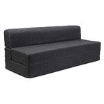 Sofa Cum Bed Jute Fabric Washable Cover Sofa & Bed Fabric Soafa Cum Bed 8 inch Thickness - Dark Grey (4×6 Feet)