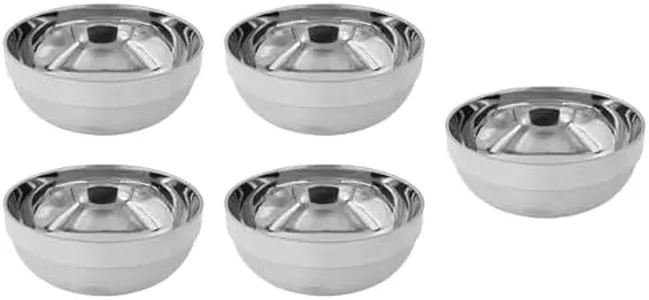 TTZEZE Double-walled Insulated Bowls, 304 Stainless Steel Snacks Bowls,Lightweight Metal Mixing Toddler Bowls,Deep Round Metal Serving Dinner Bowls,Metal Prep Bowls for Dinner 5PCS, 20cm/7.87''