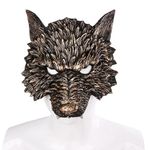 LOOPES Wolf Mask Scary Gold Werewolf Mask Big Bad Wolf Costume Accessories Animal Face Mask Halloween Wolf Masks for Adult Kids Carnival Masquerade Halloween World Book Day