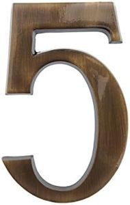HUBER número de casa 5 de latón 20 cm I números de casa para puerta I número de casa XL I placas de número de casa en latón noble diseño 3D