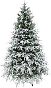 6ft/1.8m Lapland Fir Snow Covered Bushy Artificial Christmas Tree Flocked 935 PE/PVC Tips Hinged Branches Metal Stand Xmas Home Snowy Decorations