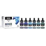 Liquitex 3699375 Liquid Professional Acrylic Paints - Ink Set, Highly Pigmented Airbrush Paint, Water Tones 6 Colours 30 ml Each