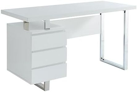 Vente-unique - Bureau avec 3 tiroirs - MDF - Blanc laqué - Mylan II - Bureau avec Rangement