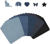 20pcs Jeans Patches Iron on Inside, 4.92 x 3.74 Inch 5 Colors Decorative Jeans Repair Patch Denim Patch Iron On Mending Fabric Pure Cotton for Bags Pants Clothes Pockets Knees Elbow Holes