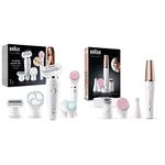 Braun Silk-épil 9 Flex Beauty Set Epilator with Flexible Head for Easier Hair Removal, 9-100, White & Braun FaceSpa Face Epilator, Hair Removal with Facial Cleansing Brush Head, SE912, White/Bronze
