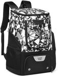 Basketball Backpack, Large Capacity Basketball Bag with Separate Ball Holder & Shoes Compartment Sports Bag Equipment Bags Fit Volleyball, Soccer, Swim, Gym, Travel, BlackWhiteGray