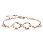 Billie Bijoux Womens 925 Sterling Silver Infinity Endless Love Symbol Charm Adjustable Bracelet Gifts for Women(B-Rose Gold)