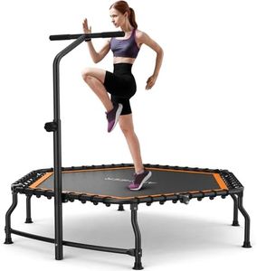 ANCHEER 50" Fitness Rebounder, 550 lbs Capacity Bungee Trampoline with Adjustable Handle Bar - Indoor Exercise Equipment for Adults, Cardio Workout, Gym, Low Impact Training, Foldable
