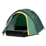 Outsunny Two-Man Camping Tent Dome Tent with Weatherproof Shell, Vestibule & Windows, for Fishing & Hiking, Green and Yellow