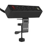 VIVO Clamp-on Power Strip, All-in-One Power Hub Desk Mount with 2 USB Ports, 4 AC Outlets, Tabletop Plugs with 6ft Cord, Black, DESK-AC120V