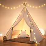 besrey Teepee Tent for Kids with Padded Mat&Light String, Kids Tents Indoor Playhouse, Large Kids Tipi Tent, Play Tent for Toddler Boys Girls, Foldable Portable Toddler Reading Tent