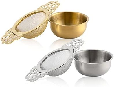 TraderPlus 2Pcs Stainless Steel Empress Tea Strainer Loose Leaf Tea Infuser Filter with Drip Bowls