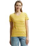 Jockey Ribbed V Neck Half Sleeve T-Shirt for Women AW22_Golden Rod_XXL