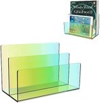 Boloyo Acrylic File Holder,1PC 2 Sections Rainbow File Organizer Mail Letter Sorter Desktop Folder Holder for Home Office School Envelope Bill Filling Paper Document