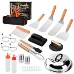 Onlyflame 29PCS Professional BBQ Griddle Tool Kit for Flat Top Grill Blackstone and Camp Chef - Stainless Steel Griddle Spatulas Accessories Kit with Basting Cover, Extra Large Spatula and More Tools