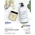 Avery Rectangular Labels, 2" x 3", Glossy Clear, Rectangle, 80 Labels, for Laser/Inkjet Printers, Permanent (22822) Made in Canada