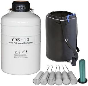 HFS(R) 10L Liquid Nitrogen Tank Aluminum Alloy Cryogenic Container LN2 Dewar with 6 Canisters & Carrying Bag (10L)