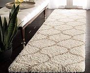 Shardha Home Modern Shaggy Carpets And Rugs For Hall, Offices, Kitchens, Bedroom, Living Room And Cabins (2 X 5 Feet, Ivory & Baige, Rectangular)