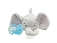 Philips Avent ultra soft Snuggle Pacifier Holder with Detachable Pacifier, Elephant, 0-6m