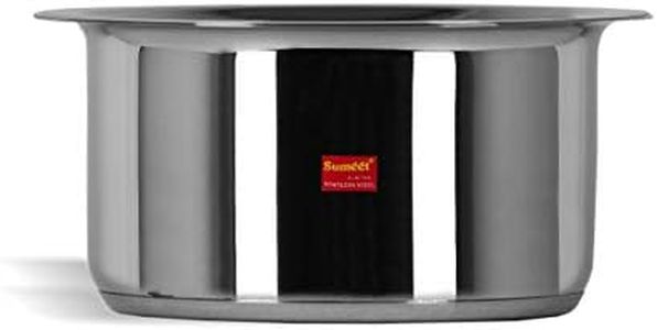 Sumeet Stainless Steel Induction Bottom (Encapsulated Bottom) Induction & Gas Stove Friendly Container/Tope/Cookware with Lid Size No.12 1.7 Liter