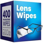 Lens Wipes for Eyeglasses - Pre-moistened Eyeglass Lens Cleaning Wipes - 400 Lens Wipes Individually Wrapped Sracth-Free Streak-Free Eye Glasses Wipes Lens Cleaner for Sunglass & Camera Lens