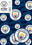 Manchester City FC Wrapping Paper 2 sheets 2 tags, Manchester City Football Gift Wrap