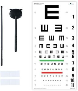 UCanSee E Eye Chart Visual Acuity Chart with Eye Occluder and Pointer for Eye Exams 20 Feet 22x11 Inches (22x11 Inches)