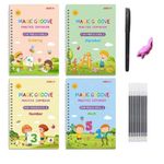 VGRASSP Magic Writing Copybook Doodle and Scribble Toy Book Set Plastic and Cardboard Made Fun Learning Toy with 4 Toy Books 1 Pen 10 Refills 1 Grip - Early Learners Boys and Girls