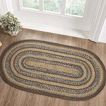 VHC Brands Espresso Rug with PVC Pad, Jute Blend, Oval, Brown Black Tan, 27x48 inches