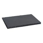 Argon Tableware Slate Serving Platter - Rectangle - 30 x 20cm - Pack of 2 - Black Natural Slate Rustic Raw Cut Serving Platter Fruit Savoury Placemat Cheese Board with Soft Padded Feet