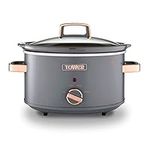 Tower T16042GRY Cavaletto 3,5 Litre Slow Cooker with 3 Heat Settings, Cool Touch Handles, 210W, Grey and Rose Gold