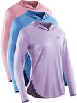 Neleus Women's Dry Fit Workout Running Long Sleeve Shirt, 8090 Pink/Blue/Purple,3 Pack, Medium