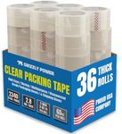 Grizzly Power Clear Packing Tape Refill Rolls for Shipping, Moving, Packaging - True 2 Inch x 65 Yards, 3 Inch Core, 2.8mil Thick, 36 Rolls Bulk Case