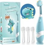 Papablic (4 Pack) Baby Sonic Electric Toothbrush, Toddler Toothbrush for Ages 1-3 Years with Cute Dino Cover and Smart LED Timer, 4 Brush Heads (Debby)