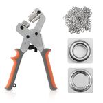 Dyna-Living Grommet Handheld Hole Punch Pliers Grommet Machine Hand Press Tool with 500 Silver Grommets of 1/4inch(6mm), Portable Metal Manual Grommet for Belts, Crafts, Rubber, Poster