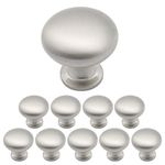 Probrico 10 Pieces Solid Cabinet Door Knob Dresser Handle Mushroom Wardrobe Pull Diameter 30mm Brushed Nickel