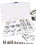 FIXXELY Grub Screws Assorted Set of 240 (M3,M4,M5,M6,M8) Cone Point & Hex Head with 5 Allen Key (M1.5,M2,M2.5,M3,M4) - 304 Stainless Steel Assorted Sizes Ideal for Door Handle, Home Repairs & Fixtures