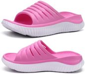 KuaiLu Womens Recovery Sandals Comfortable Plantar Fasciitis Arch Support Ladies Orthopedic Running Sport Slides Open Toe Slip On Thick Athletic Cushion Slippers Summer Beach Sandles Pink 8