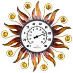 HOBYLUBY 13" Indoor Outdoor Thermometer, Sun Wall Mounted Thermometer Decorative for Patio, Living Room , Garden Greenhouse, Wine Cellar, No Batteries Required