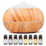 Moisturnt Essential Oil Diffuser HumidifierHome: 500ML Aroma Air Diffusers with Oils SetBedroom Electric Aromatherapy Vaporizer Scented Ultrasonic Cool Mist HumidifiersLarge Room, Yellow, 5P-OS