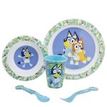 Bluey Reusable Microwavable Children's Tableware Set with Cup, Plate, Bowl and Cutlery, Multicoloured, Estándar, Casual