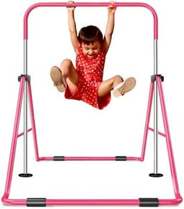 Oneofics Gymnastics Bar, Kids Gymnastic Bar Home Use, Foldable and Height Adjustable Junior Training Horizontal Bars for 3-8 Years Old Child, Girls & Boys