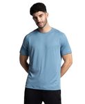 Jockey MV16 Mens Lightweight Microfiber Solid Round Neck Half Sleeve T-Shirt with Breathable Mesh_Provincial Blue_XL