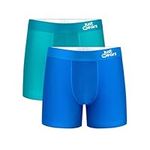 JustWears Everyday & Active Mens Boxer Briefs, 2 Pack | Breathable Anti-Chafe Underwear with Moisture-Wicking MicroModal Air Cool Fabric & PouchTech™ Support | Seamless Boxers for Men | Pants Gift